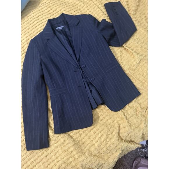 Women’s Navy Blue Striped Blazer Dress Suit Jacket Apt9 Stretch Size 6 - Picture 1 of 13